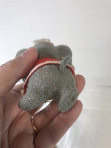 Flocked Mouse Twinkle Ornament Christmas Mice Morgan Inc Santa Hat Vtg - Picture 6 of 7