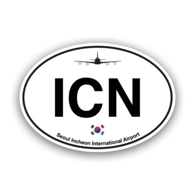 Incheon Airport Euro Oval Sticker Decal - Weatherproof - icn seoul korea korean