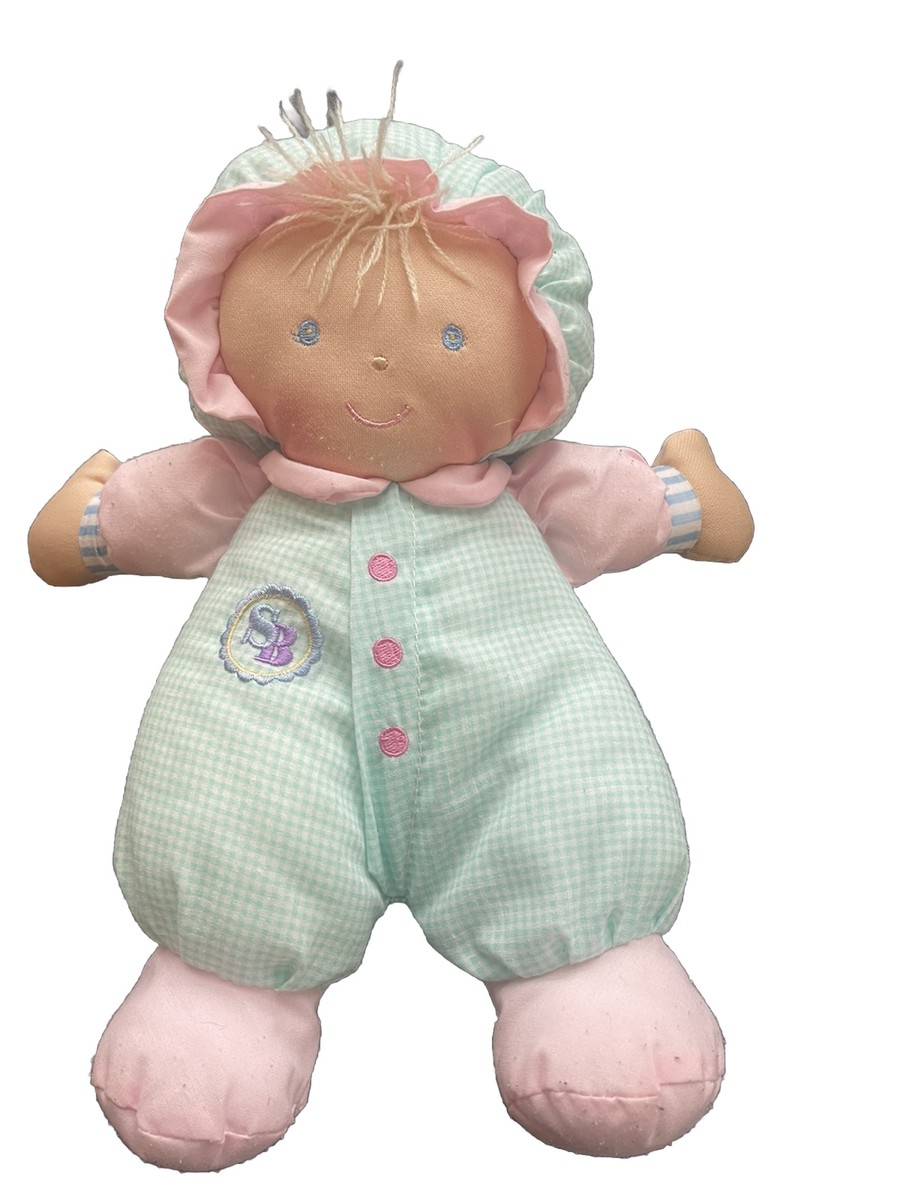 SB Sammy Doll Green Gingham Pink Trim Goldberger Plush Baby Lovey
