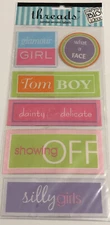 NEW Me & My Big Ideas Threads Jumbo Woven Labels GIRL Words Phrases Tags