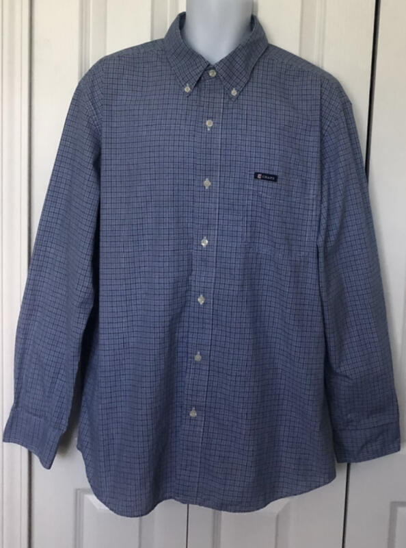 CHAPS  EUC Blue White Plaid Button-down Easy Care… - image 1