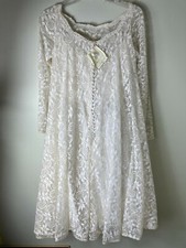 Vintage 1950s lace wedding dress ivory tea length bridal gown Small