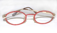 CRYSTAL OVAL FRAME READING GLASSES LT. SIAM RED READERS MADE WITH SWAROVSKI NEW