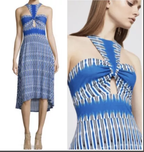 NWT BCBG MAXAZRIA EILEEN HALTER CUT OUT High AND LOW DRESS SZ L $250