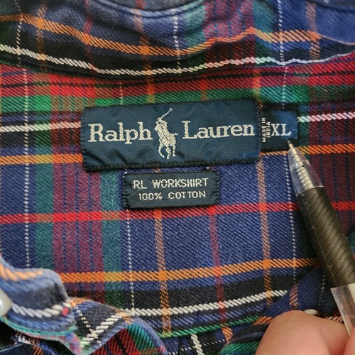 3 Vintage POLO RALPH LAUREN sport blake workshirt Flannel XL Button Up 90s Plaid - Picture 7 of 7