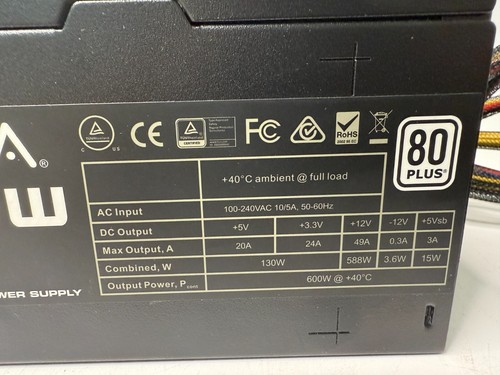 EVGA W1 100-W1-0600-K1 600 W ATX12V 80 PLUS Certified Non Modular Active PFC EVG - Bild 2 von 11