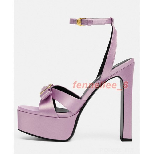 Ciabatte donna fibbia plateau tacco ultra alto scarpe moda sandali eleganti - Foto 17 di 34