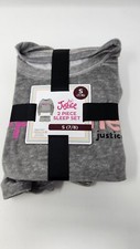 Justice Girls Cozy Fleece Long Sleeve Top Sleep Short Pajama Set gray L 7/8