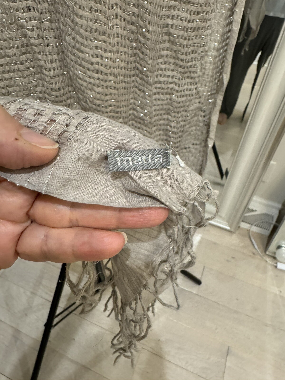 Matta Long Rectangular Gray Scarf With Metallic S… - image 4