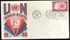 UN. 47. 3c. Flame & Globe, Human Right Day Issue. Cachet Craft FDC. 1956