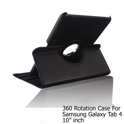 For Samsung Galaxy Tab 4 10.1" Screen Protector/ Black PU Leather Case Cover - Picture 2 of 12