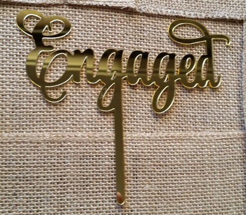 ENGAGED MIRROR CAKE TOPPER HENS PARTY ENGAGEMENT BRIDAL SHOWER ROSE GOLD