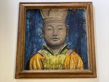 COX 1930'S OILPAINTING ANTIQUE PORTRAIT ICON ICONIC ASIAN CHINESE SCHOLAR OLD