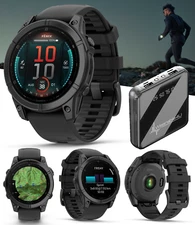 Garmin fenix E – 47 mm AMOLED Slate Gray Steel GPS Smartwatch with Power Bank