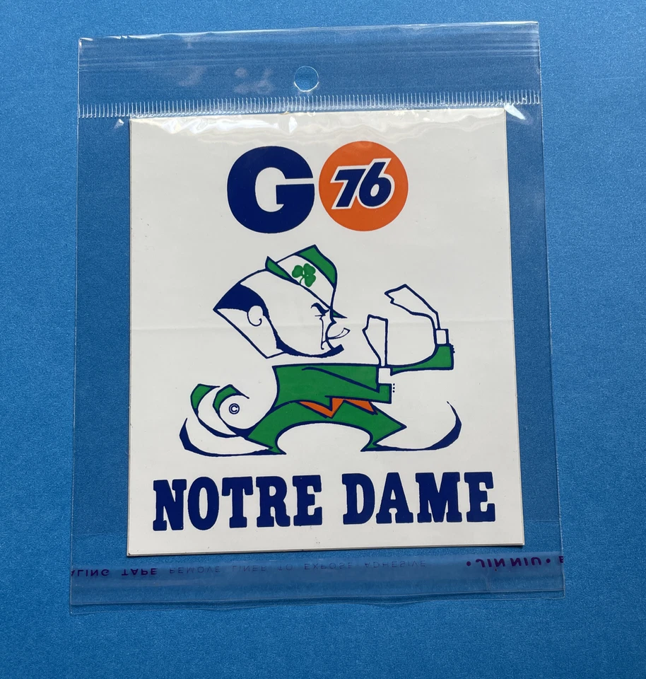 NOTRE  DAME FIGHTING IRISH ☘️ Vtg  Rare Decal 1970s 76 Gas Station  Football - Image 3 of 3