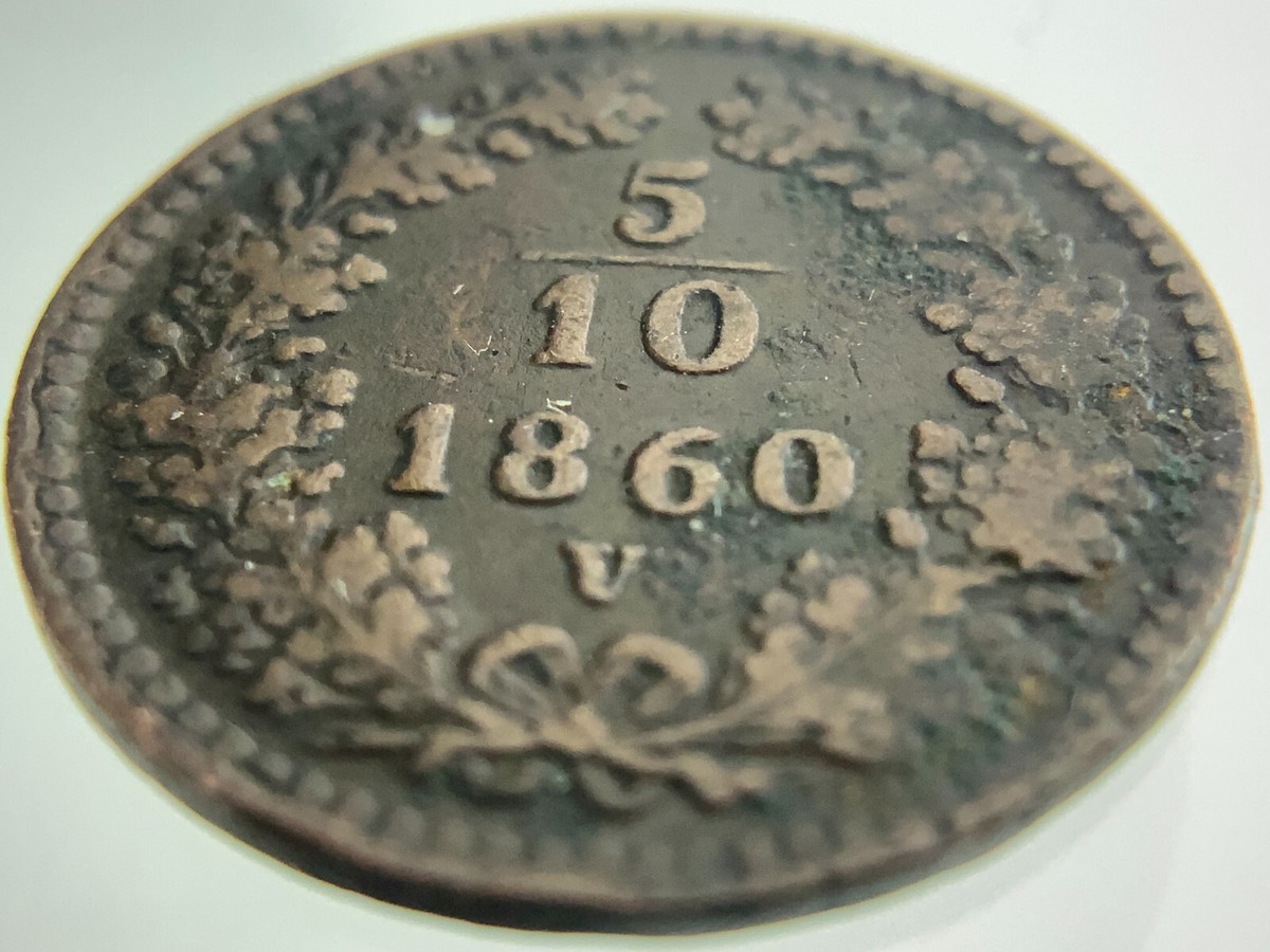 1860 V Austria 5/10 Kreuzer KM#2182 Circulated Coin Franz Joseph I