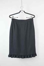 Valentino Miss V Vintage Black Wool Skirt Ruffle Hem Made in Italy Size M
