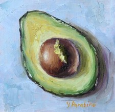 Avocado art Food painting Avocado wall decor Original oil painting impasto art