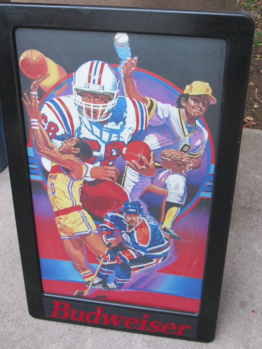 Budweiser ビンテージネオンサイン 野球 VTG Budweiser Lighted Sports Sign Light Football Baseball