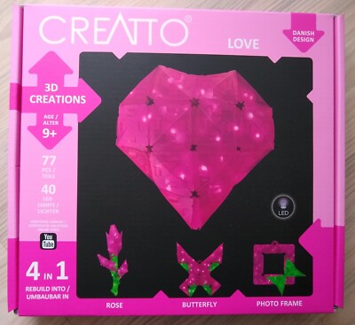 Kosmos CREATTO Love LED Leuchtfiguren 3D-Puzzle Herz Rose Schmetterling NEU