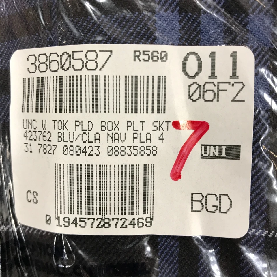 Saia plissada Lands' End uniforme feminino caixa xadrez parte superior do joelho preta e azul tamanho 4 - Imagem 4 de 4