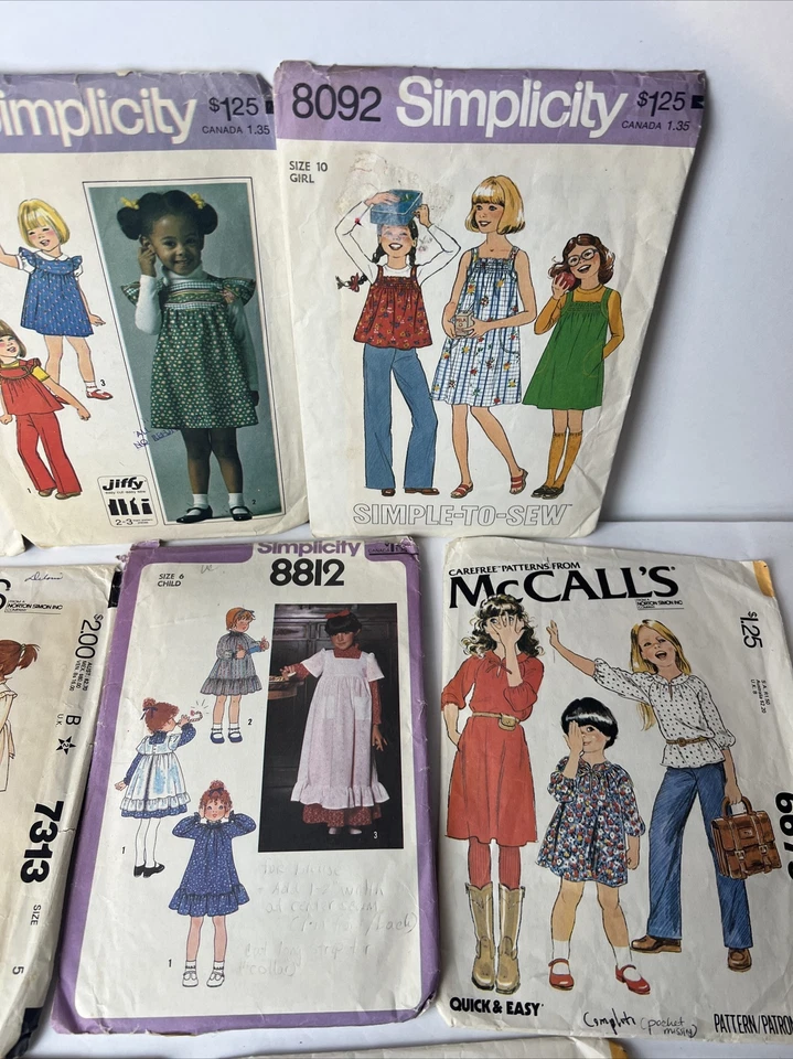 10-Vintage Sewing Patterns 1960-70s Girls Simplicity and McCalls - Image 3 of 4