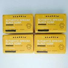 Alaffia African Black Soap, Lemongrass Triple Milled Lot of 4 Charcoal Detox NEW