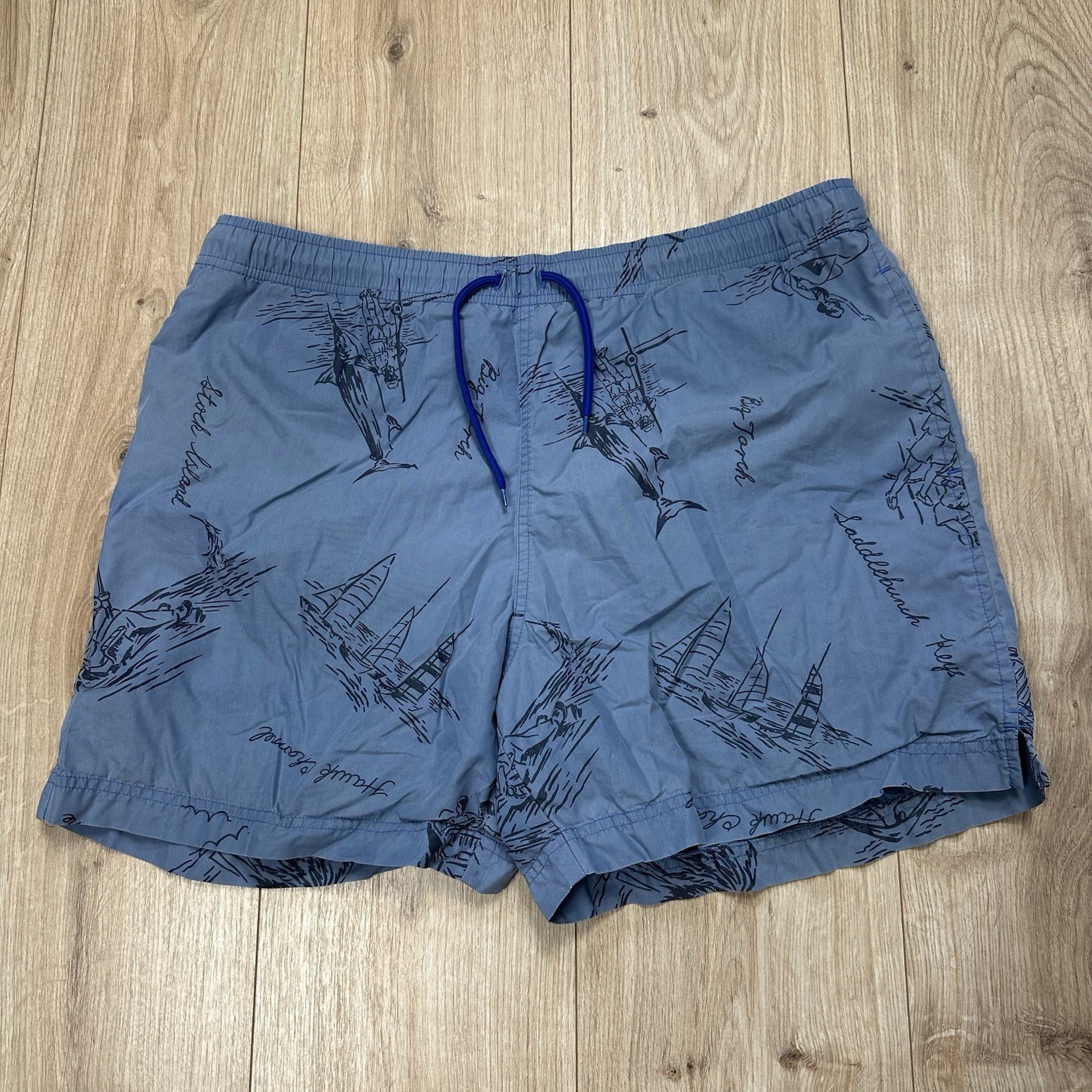 Polo Sport Ralph Lauren Swim Shorts Sailing Yachting Nautical Vintage Mens Large