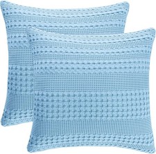 Waffle Weave Euro Pillow Shams, 2 Pack 100 Cotton Pillow Covers 26x26 Inches