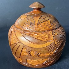 Vintage Hand Carved Wooden Trinket Box Unmarked Home Decor Folk Art Piece