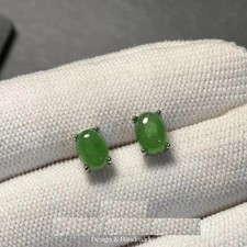 Aretes de plata de ley 925 de jade verde natural para mujer fiesta joyería regalos
