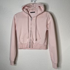 Brandy Melville Full Zip Hoodie Cropped One Size Pink