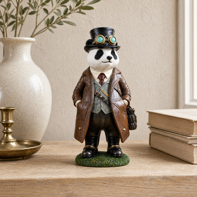 Skurriler Steampunk Bär Panda Bär Tier Figur Deko Ornament Statue