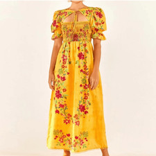 FARM RIO Flower Dream Floral Smocked Puff Sleeve Maxi Dress