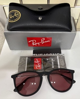Ray-Ban RB4171 601/5Q 54 Erika Classic, Black Frame, Violet Polarized Lenses NEW