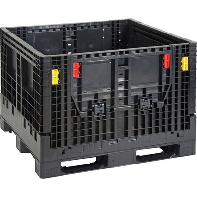 Plastic Folding Bulk Shipping Container 2000 lb. Capacity 48 x 44-1/2 x 34