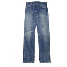 VTG 90S WRANGLER GRUNGY COWBOY CUT 13MWZ BLUE DENIM JEANS USA MADE MENS 32X34