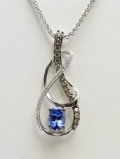 LE VIAN Ocean Wave Tanzanite & Diamond Swirl Pendant Necklace 14K White Gold 
