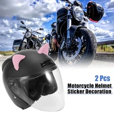 2pcs Cat Ears Style Sticker Helmet Decoration Motorcycle Accessories Pink TPU