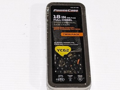 Powercare Pro YC62 Titanium 18'' Full Chisel 2 Pack Saw Chains 62 Drive Links
