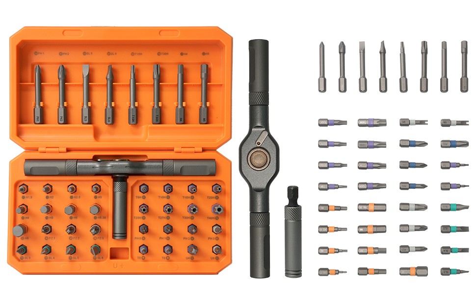 42PCS T-Shaped Ratchet Screwdriver Kit with Detachable Handle Tool Storage Case 