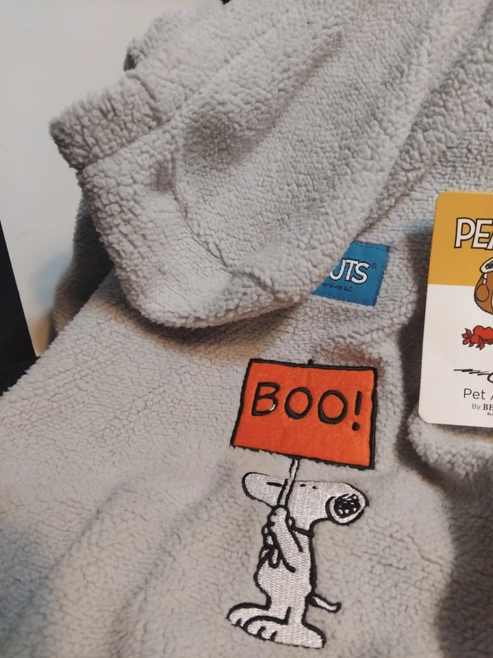 Snoopy Peanuts Halloween Dog Pet Jacket Apparel Gray Fleece Small 0326 - Image 3 of 4