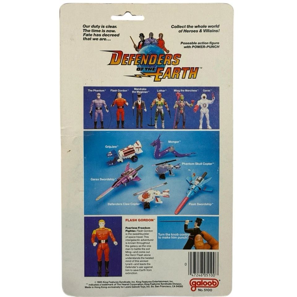 Figura de acción de colección 1985 Galoob Defenders of the Earth Flash Gordon sin usar, en caja sellada Foto 2 de 4