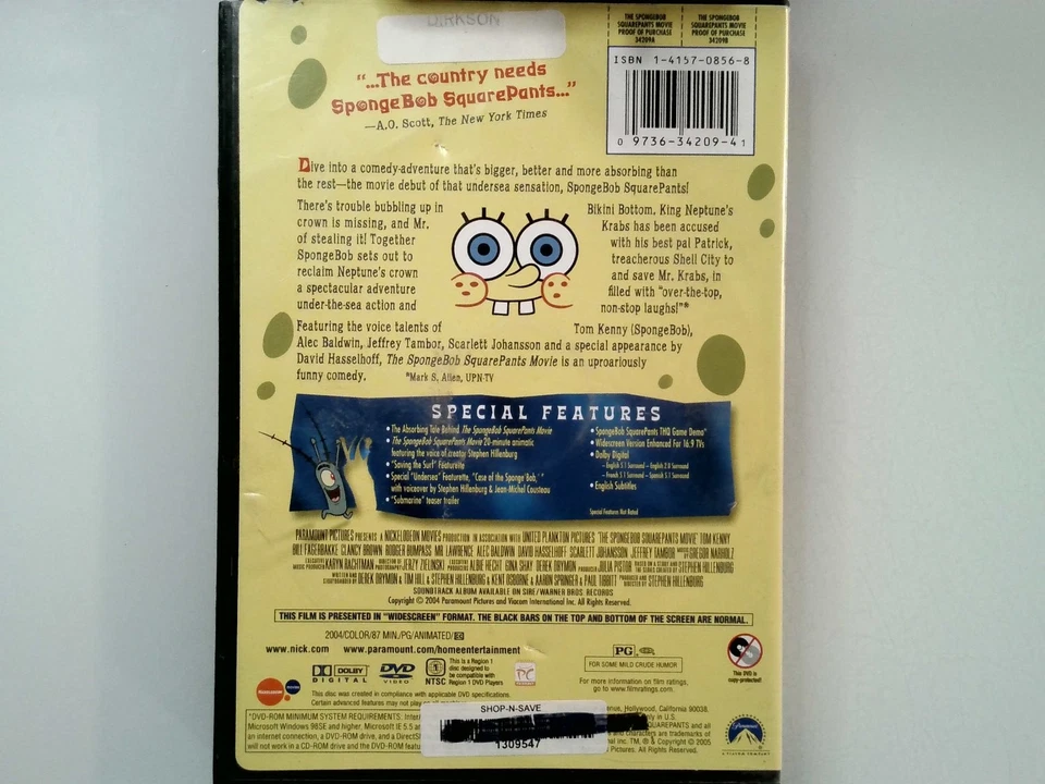 The SpongeBob SquarePants Movie DVD 2004 Widescreen Alec Baldwin Foto 2 de 2