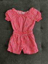 EUC Gap Kids Pink White Polka Dot Romper Size 4-5