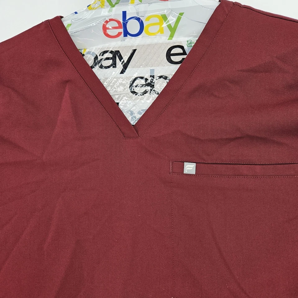 Fabletics Scrub Top Womens 3X Vital 1 Pocket Uniforms Healthcare Nurses Maroon  - Image 2 of 4