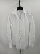 NWT Calvin Klein Men's White Slim Fit Stretch Non-Iron Long Sleeve Dress Shirt S
