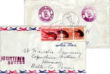 Massachusetts Hyde Park Sta. Boston 1946 violet double ring  10c Tyler Prexie (2