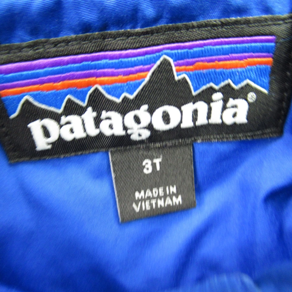 Chaqueta Patagonia Niños 3T Manga Larga Bolsillos Cremallera Completa Capucha Puffer Azul Foto 3 de 4