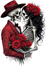 Romantic Skeleton Couple Sticker (3 Inch) Roses Love Passion Relationship Lust!